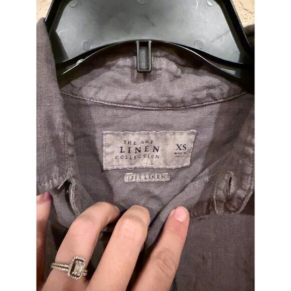 Abercrombie & Fitch Linen Collection Button Up Shirt XS Gray Long Sleeve - Picture 2 of 7